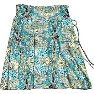 NWT Lola by AFG Skirt with Adjustable Pull String Waist, XS, Green/Yellow/Black